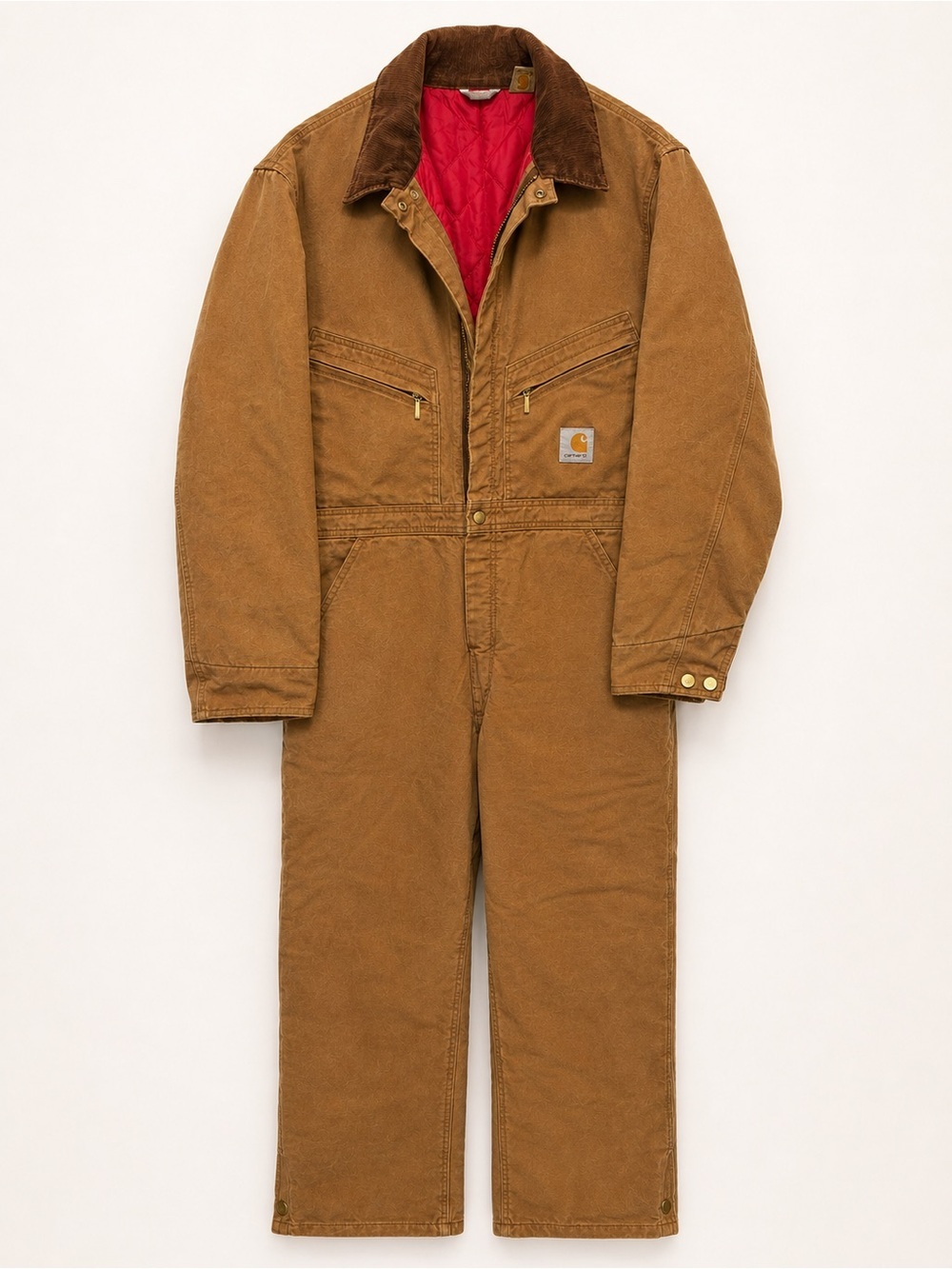 Vintage 2001 Carhartt X01 BRN Insulated Coveralls USA Made Brown Duck 38 Short​